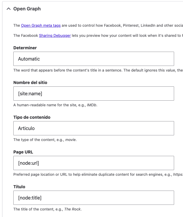 OpenGraph configuración principal