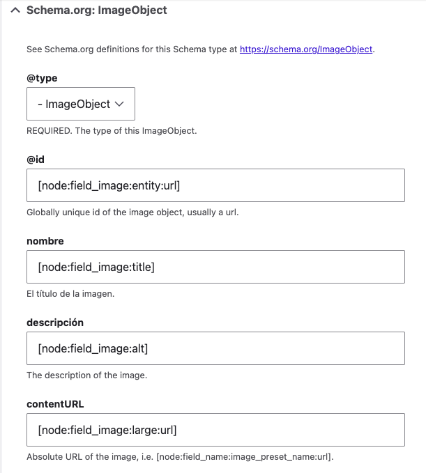 Configuración Schema.org Imágenes
