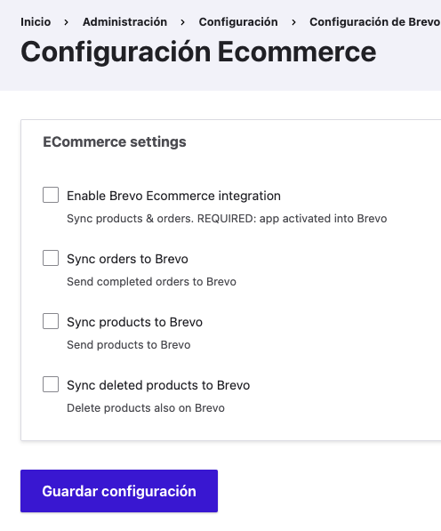 Integración Brevo - Ecommerce