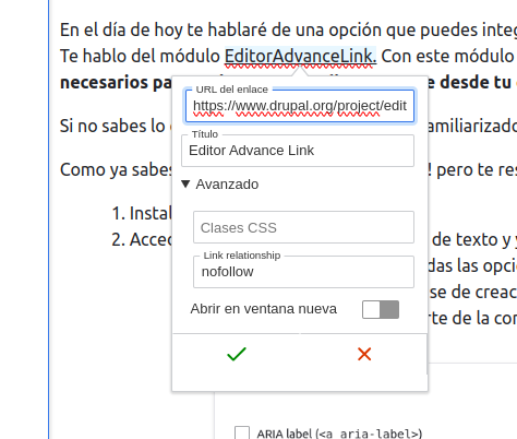 Ckeditor con Links