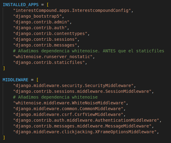 Configuración dependencias